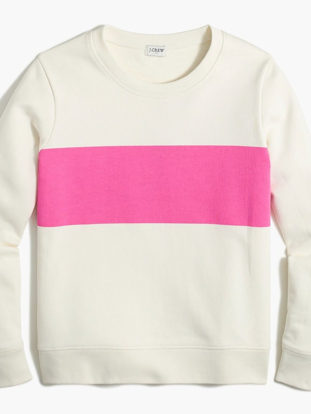J Crew Bold Striped Colorblock Sweatshirt XL Cream Pink Crewneck